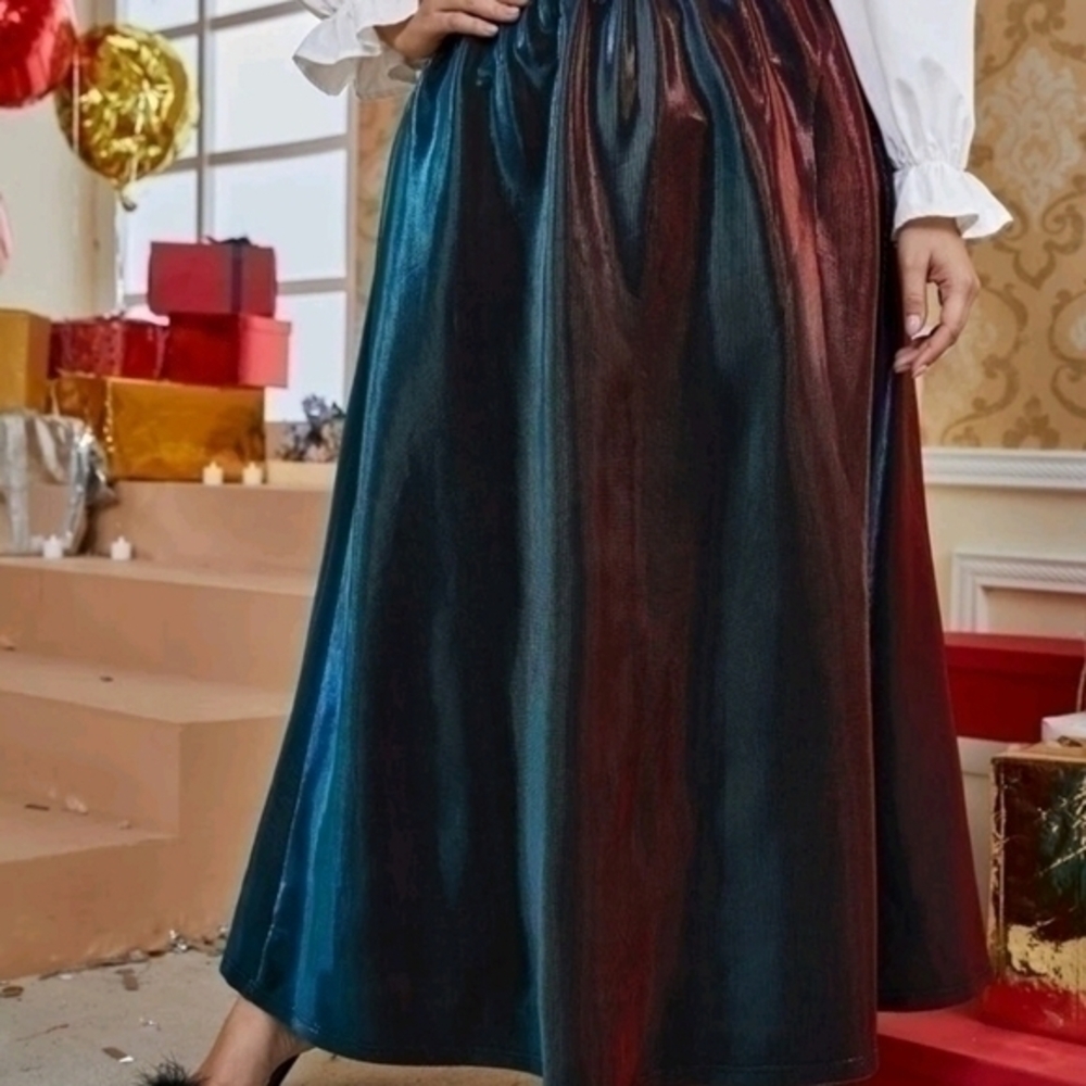 SHEIN HOLOGRAPHIC MAXI SKIRT SZ 3X - Picture 4 of 4